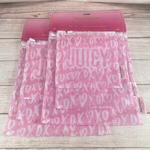 Lot of 2 Juicy Couture Home Juicy XO Logo Set of 3 Mesh Wash Bags NWT
